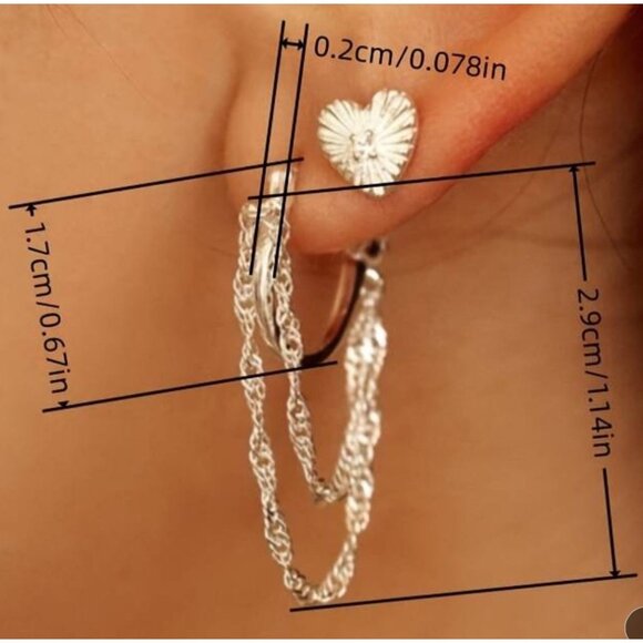 Elegant Copper Silvery Chain Earrings Dangle Movement Party Everyday Sexy - Picture 2 of 3